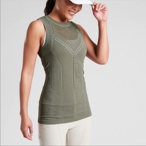 Athleta Mesh Tank - Olive Green